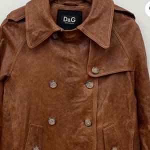 Dolce&Gabanna  leather pea coat brown size med retail $5000